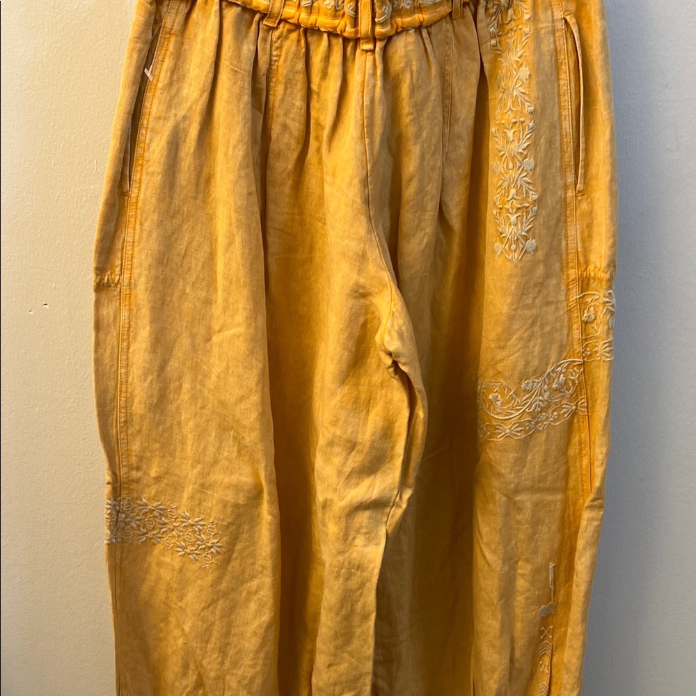 Anthropologie Yellow Wide Leg Pants - Picture 3 of 9
